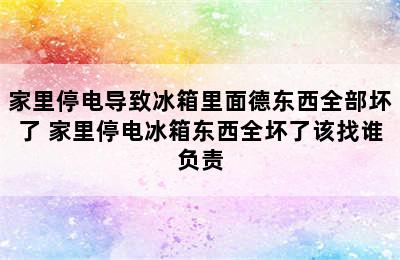 家里停电导致冰箱里面德东西全部坏了 家里停电冰箱东西全坏了该找谁负责